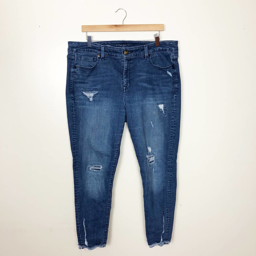 LANE BRYANT | Women's Size 18 Dark Wash High Rise Distressed Plus Size Jeans